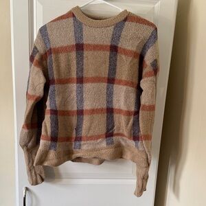 Zara Tan and Blue Plaid Sweater
